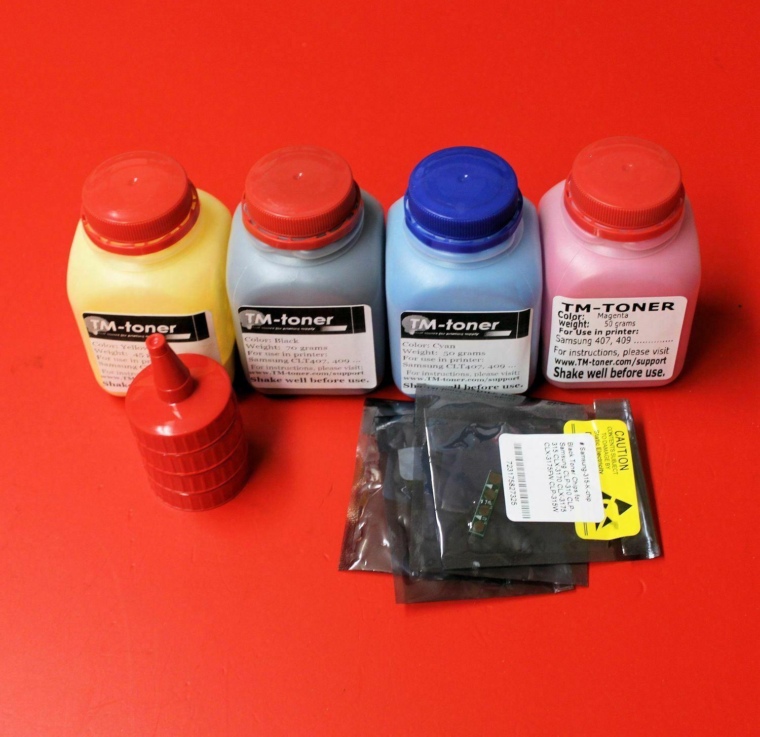 4 Toner refill with Chips for Samsung CLP-310 315 CLX-3170 3175 3175FW CLP-315W