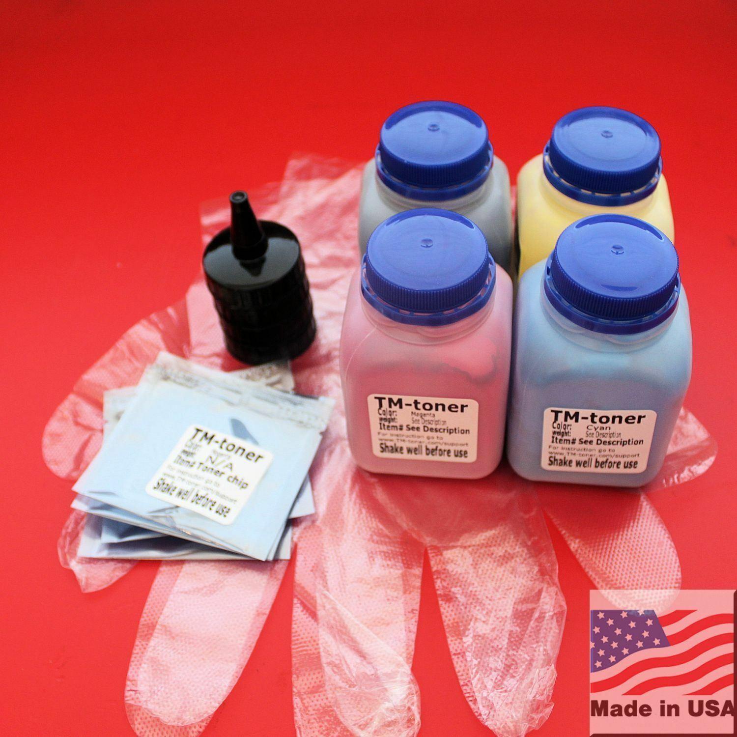 4 Toner Refill + chips  for Dell 1250C 1350CNW 1355CN 1355CNW C1760NW C1765NF