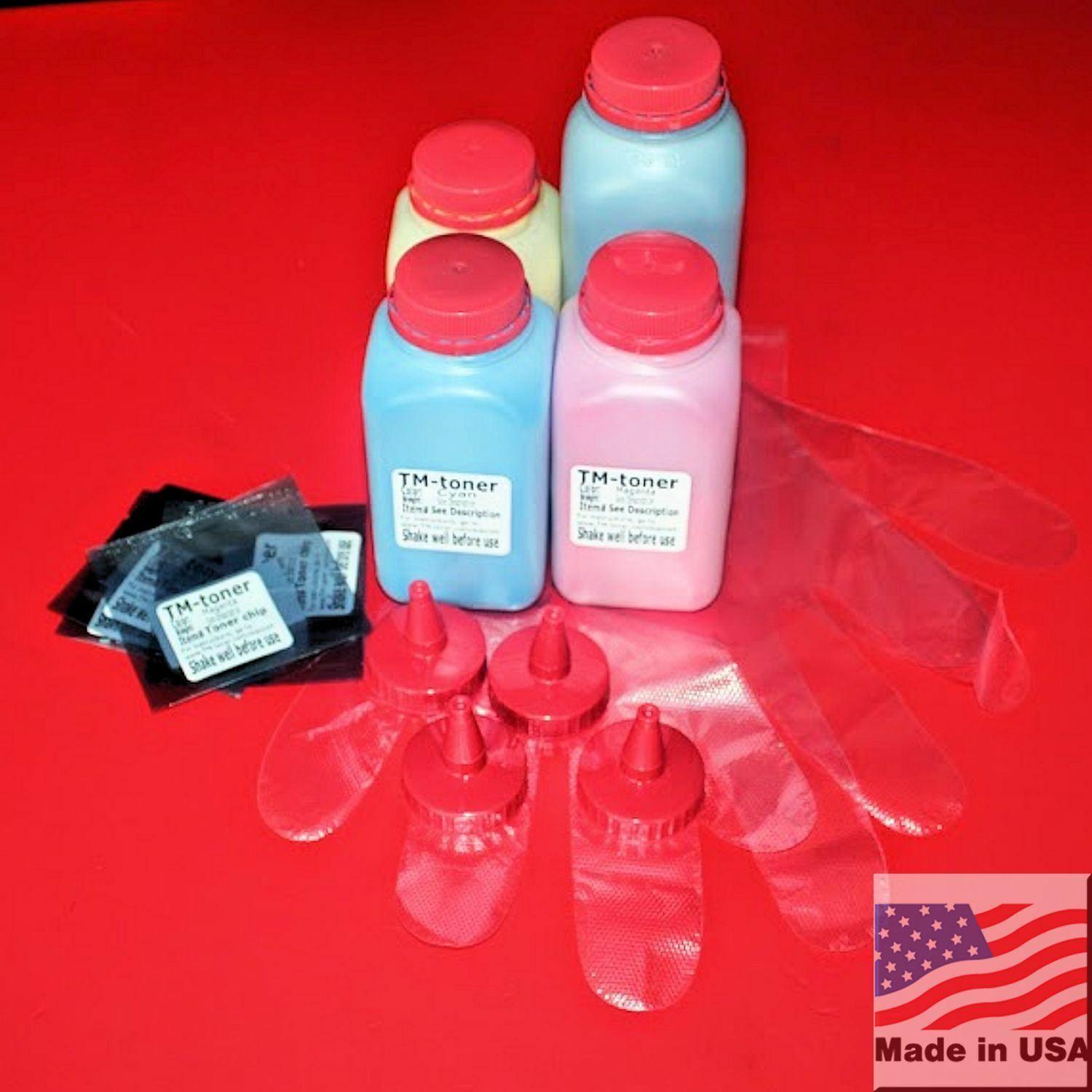 4 Color Toner Refill for HP CM3530 CM3530fs MFP CM3530 CP3525 Series + 4 Chips