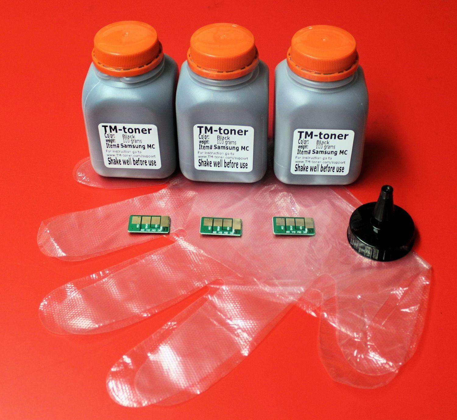 3 X 100g Toner Refill with Chips for Samsung SCX-D4725 SCX-D4725A 4725FN 4725SF