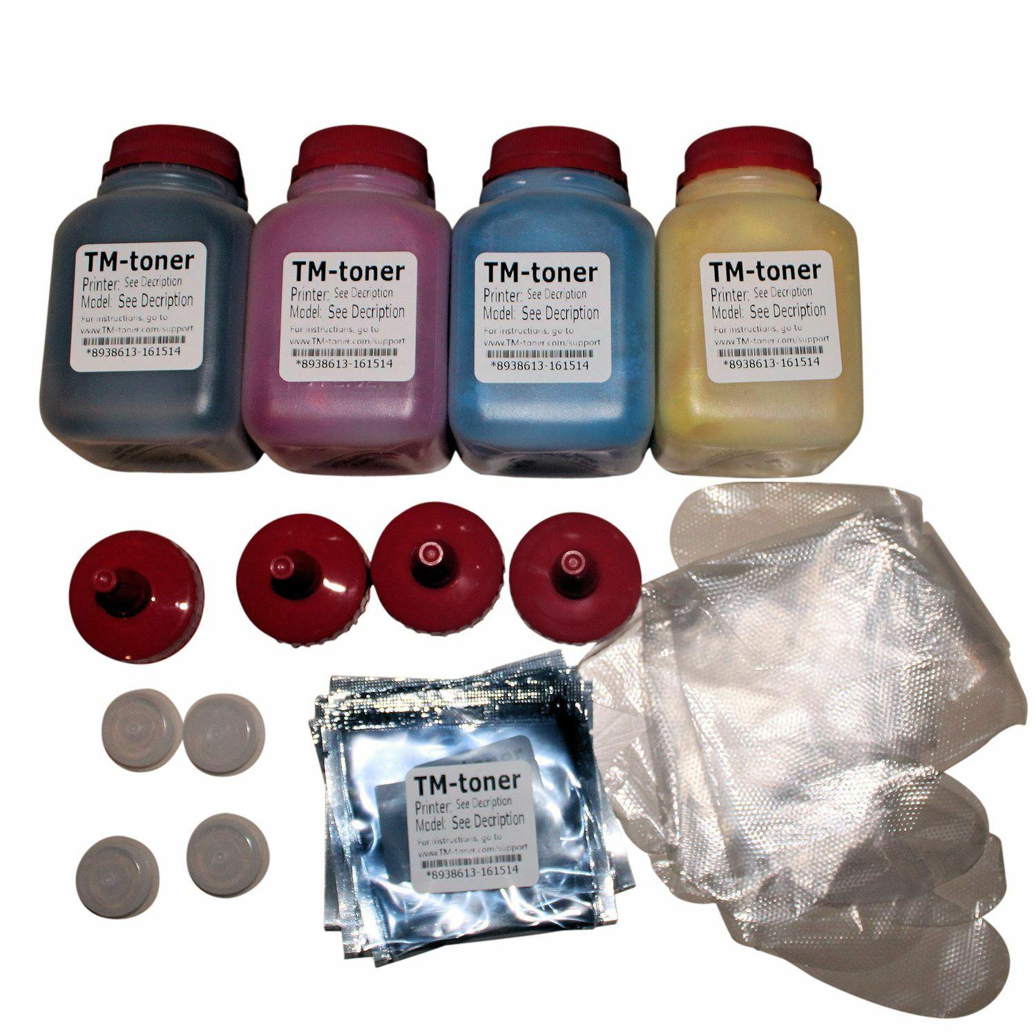 4 Color HY Toner refill kit w/ chips & plugs for Oki Okidata C110 C130 MC160N