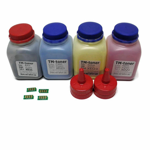 4 color Toner refill kit with chips for Xerox Phaser 6022 6022/NI Wireless Color Photo Printer, Xerox WorkCentre 6027, 6027/NI 106R02759 106R02756 106R02757 106R02758