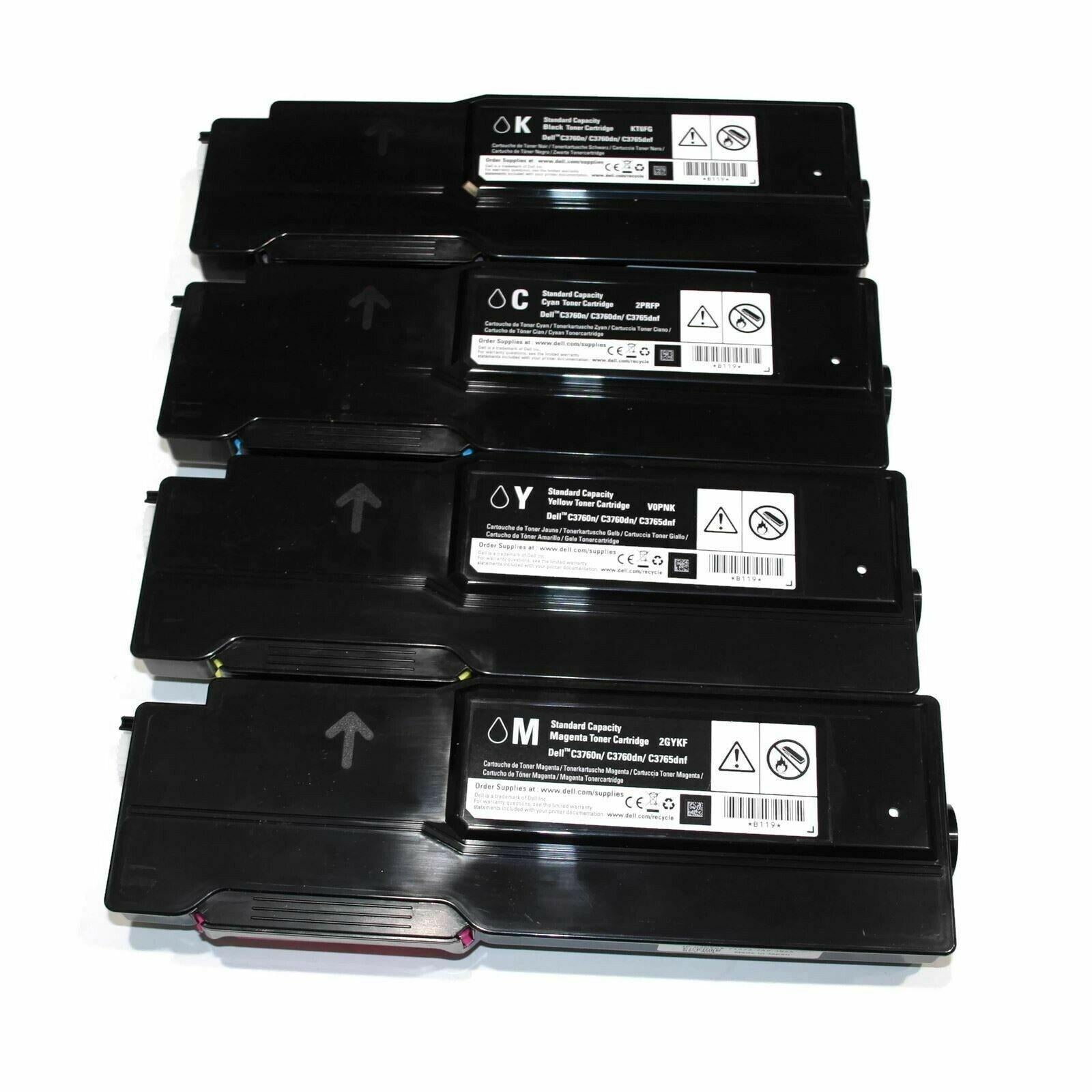 4 Genuine Dell C3760N C3760DN C3765DNF toner cartridges KT6FG 2PRFP V0PNK 2GYKF