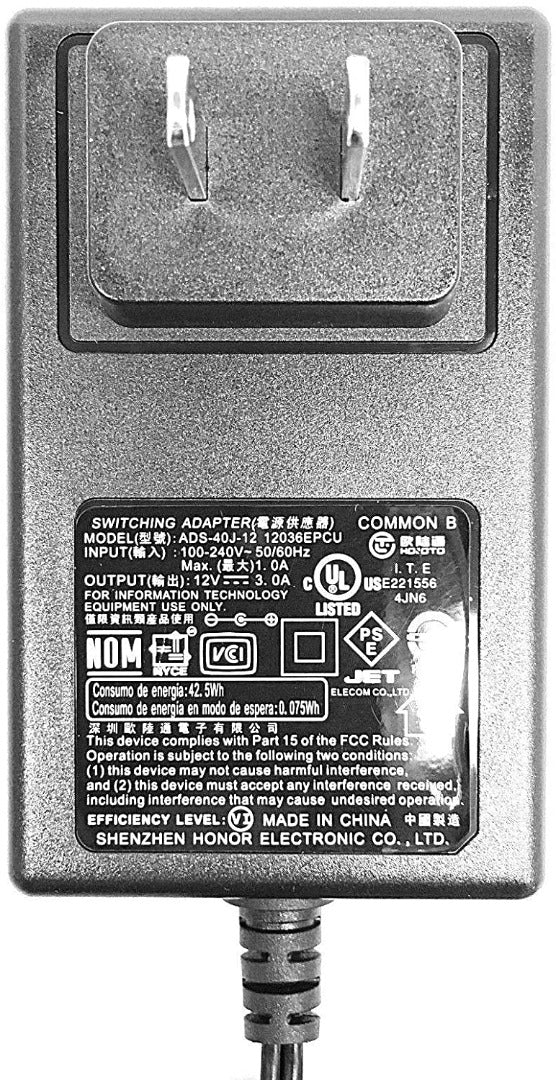 WD Seagate Backup HDD Honor Electronic ADS-40J-12 12V 3.0A Adapter Power Supply
