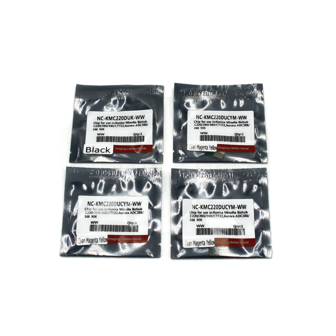 4 Drum Imaging Chips for Konica Minolta Bizhub C220 C280 C360 C7722 Printer Refill