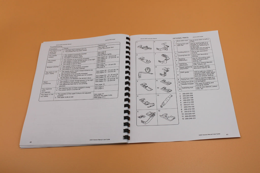 Janome 204D Instruction manual 40 pages With Clear Protective Covers