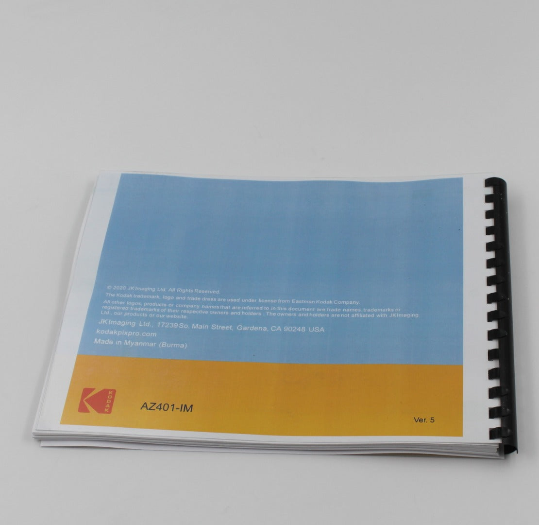 Kodak PixPro AZ401 Camera 105 Page Owners Manual With Clear Covers