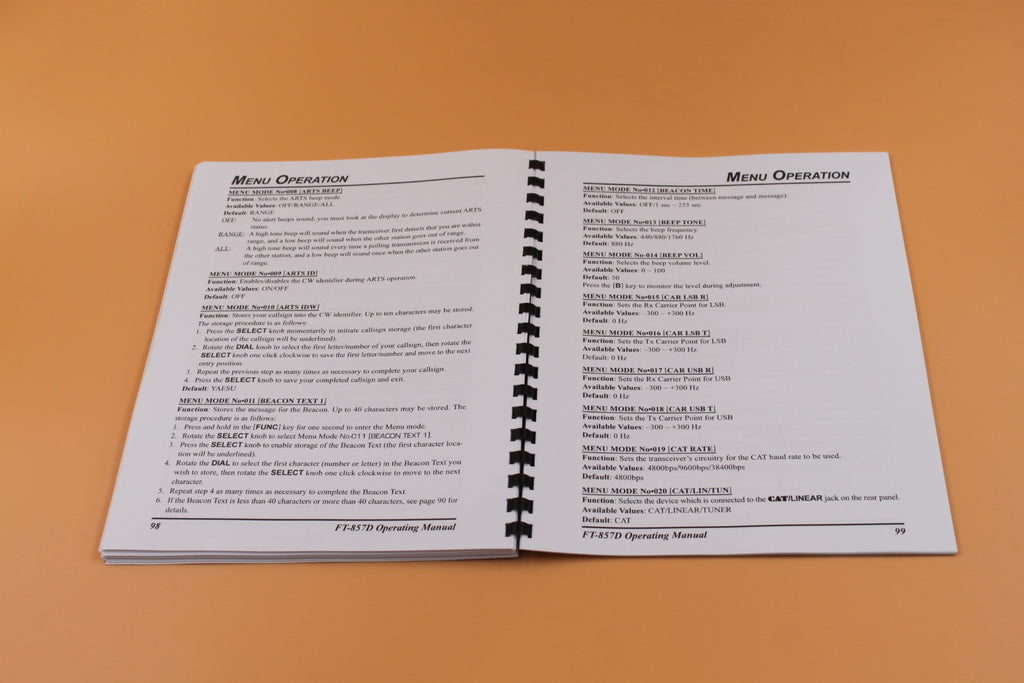 130 PAGES Yaesu FT-857D Owners Instruction Manual with Protective Clear Covers