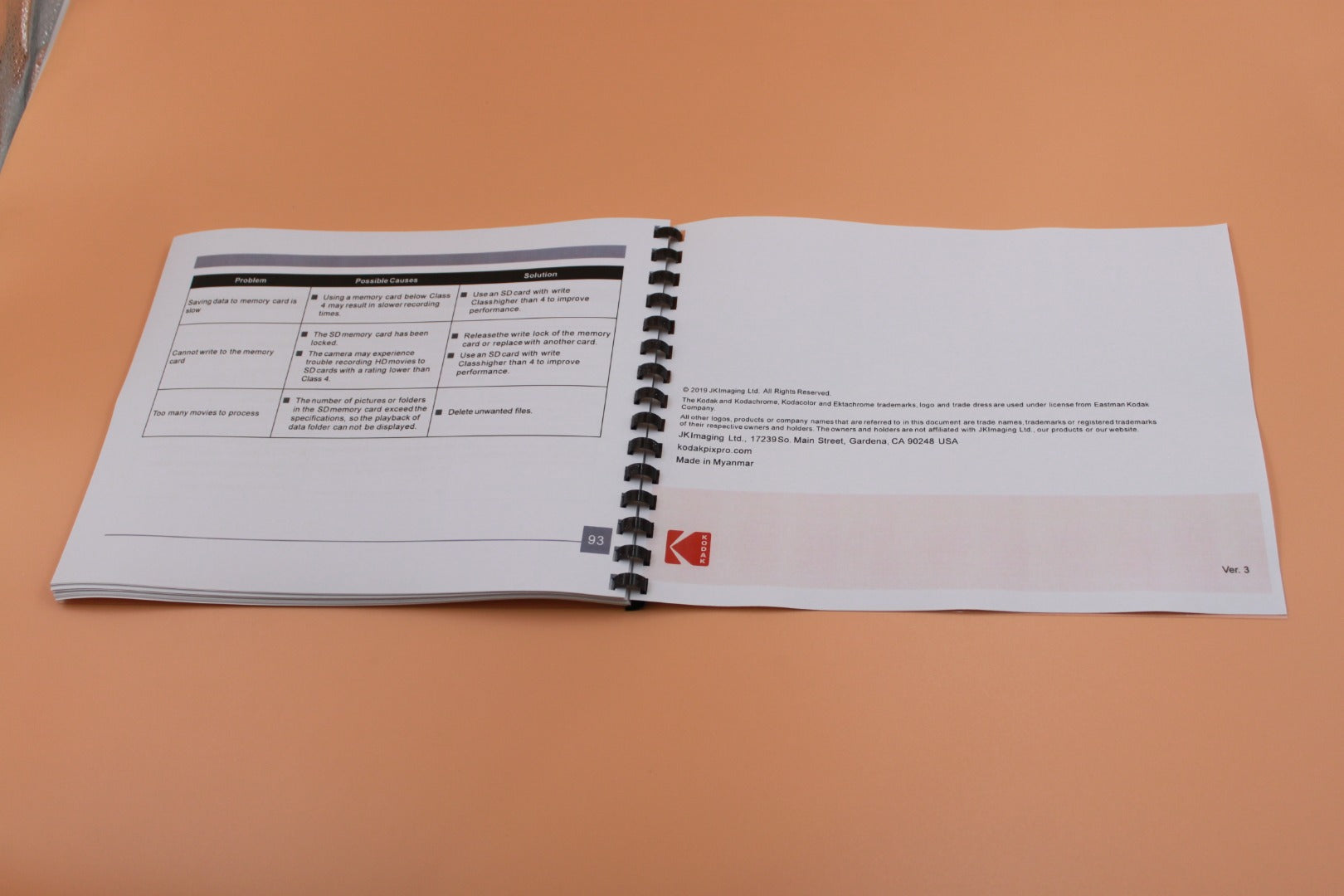 Kodak PixPro AZ251 Instruction 96 Page Owners Manual With Clear Covers