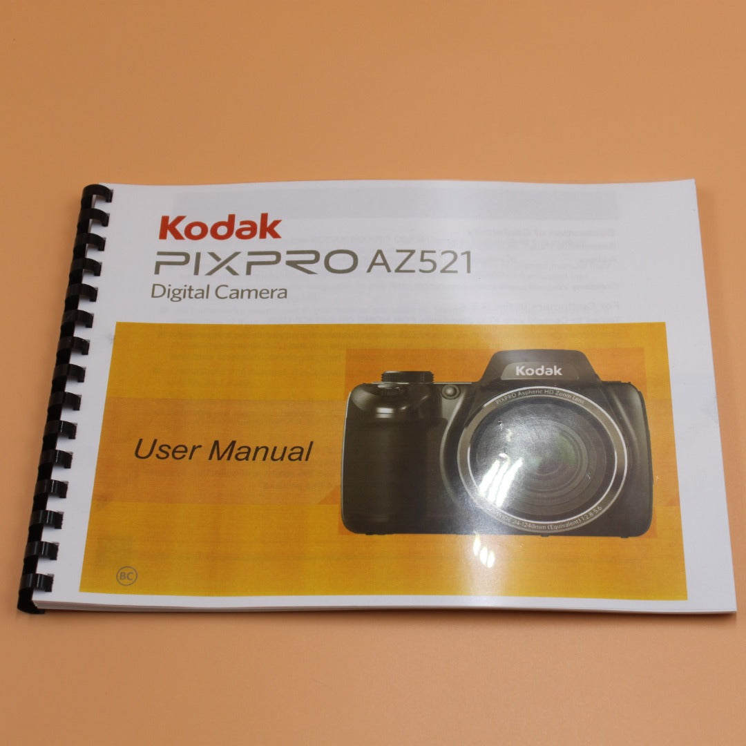 Kodak PixPro AZ521 Instruction User Manual Full Color with Protective Covers