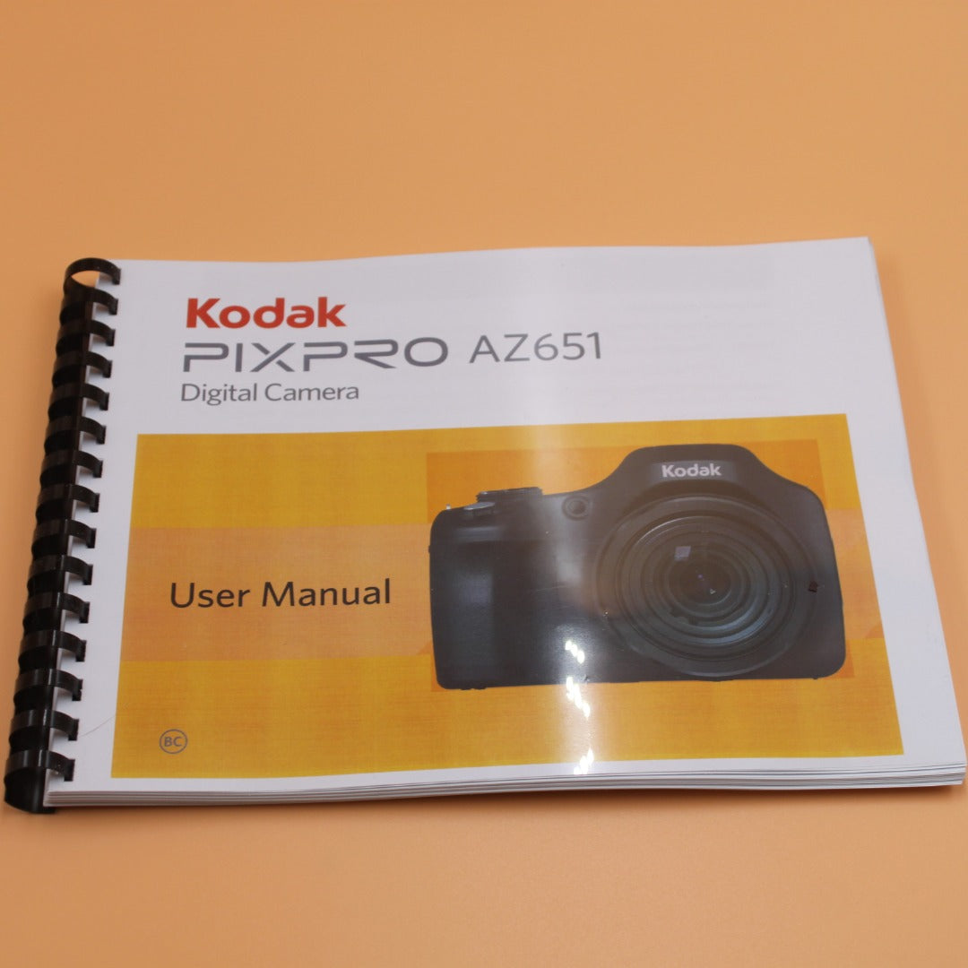 Kodak PixPro AZ651 Instruction User Manual Full Color with Protective Covers