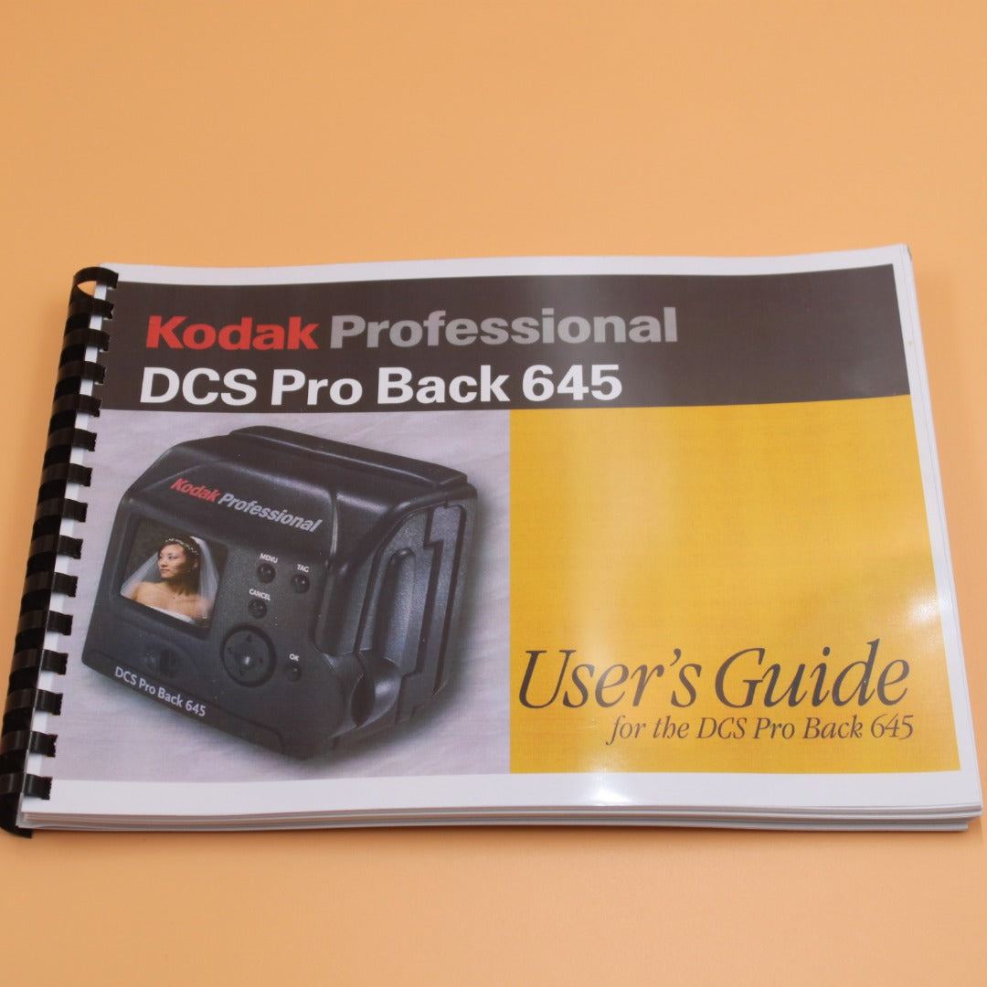 Kodak DCS Pro Back 645 Instruction User Manual Full Color with Protective Covers