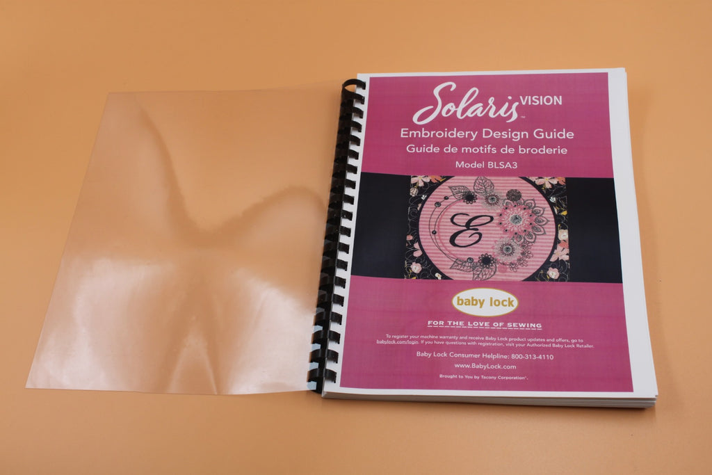 Baby Lock Solaris Vision BLSA3 Embroidery Design Guide & Protective Covers