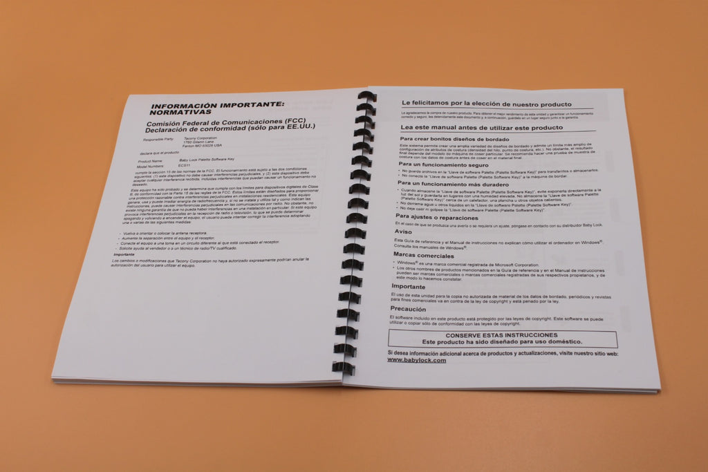 Baby Lock Palette 11 Combo Manual Solaris Embroidery Design Reference Guide