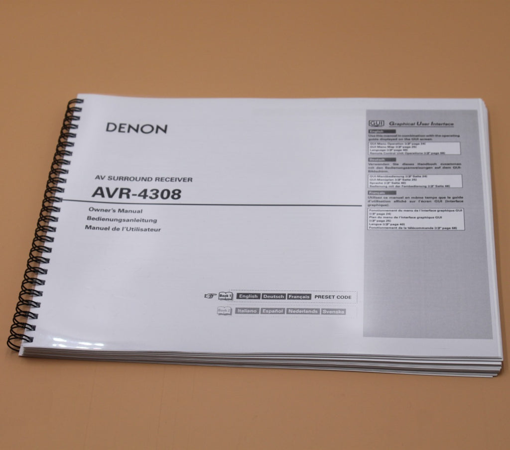 Denon AVR-4308 AV Receiver Owners Manual 119 Pages & clear cover